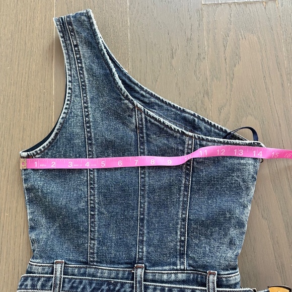 Retrofete Giorgio Dress in Atlas Denim One Shoulder Belt Western XS - With tags - Picture 8 of 10